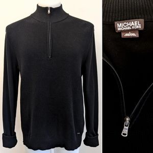 MICHAEL KORS 1/4 Zip Cotton Pullover Sweater, L